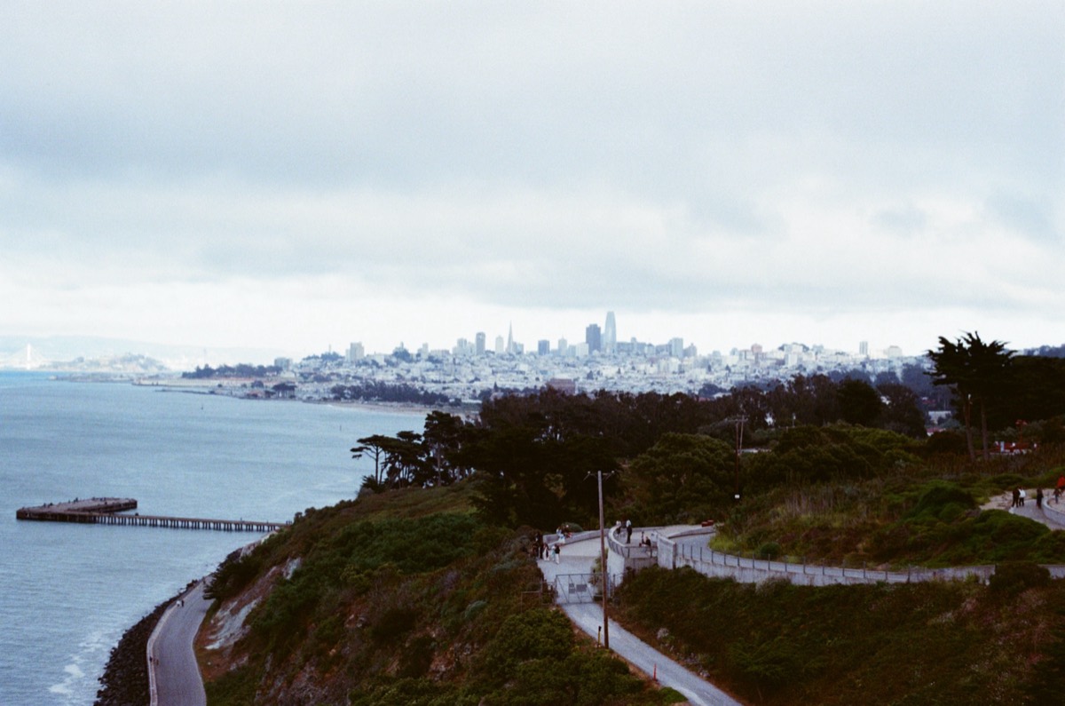 View back on the city from Golden gate bridge